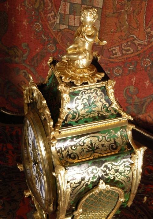 fig 3. ****** SOLD ***** GREEN BOULLE BRACKET CLOCK ANTIQUE FRENCH C1880